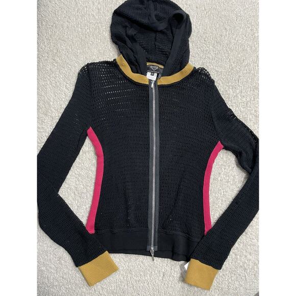 NWT Angel Apparel Womens Sz XS Tri color detachable Hoodie Zip Up Y2K MSRP $190